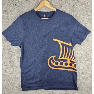 Salvage Clothing Recycled Rammagerdin Navy Orange Viking Boat‎ Shirt Mens Medium